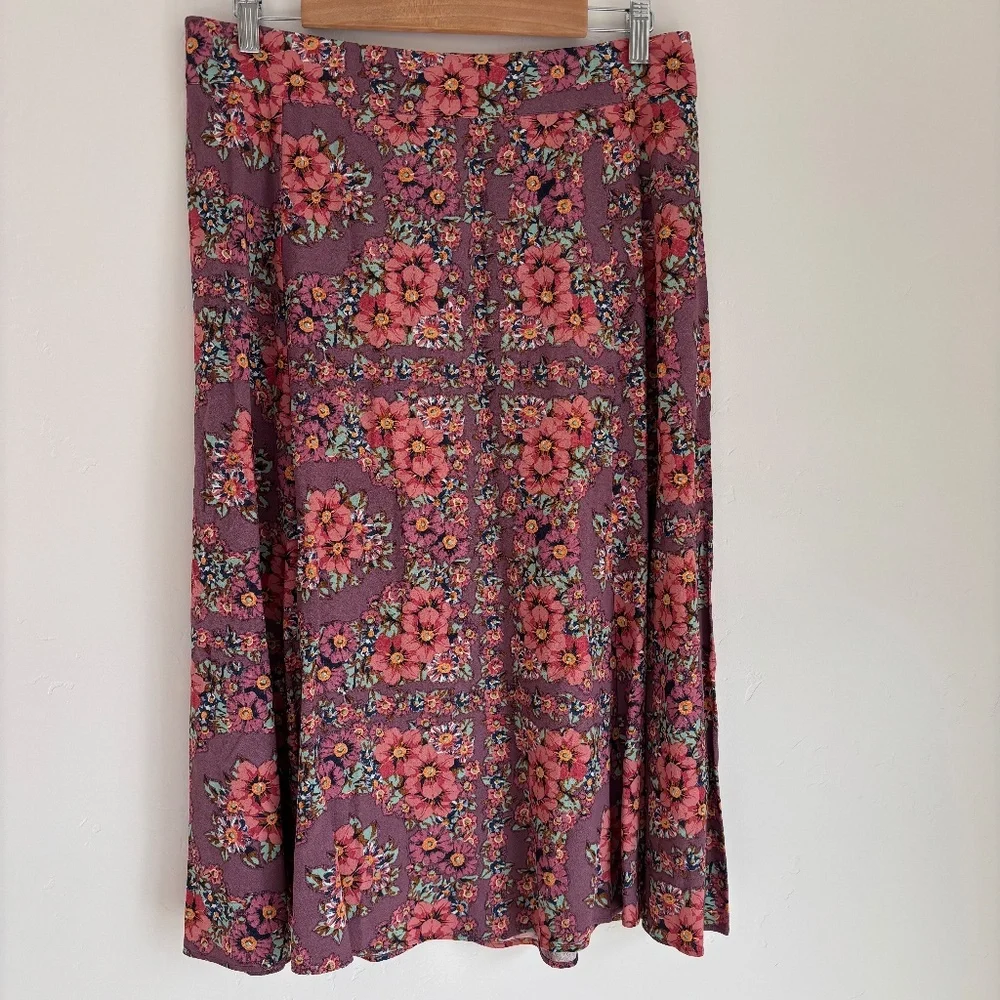 Sezane Tabata Skirt Purple Flowers - Size 10 - Picture 2 of 4